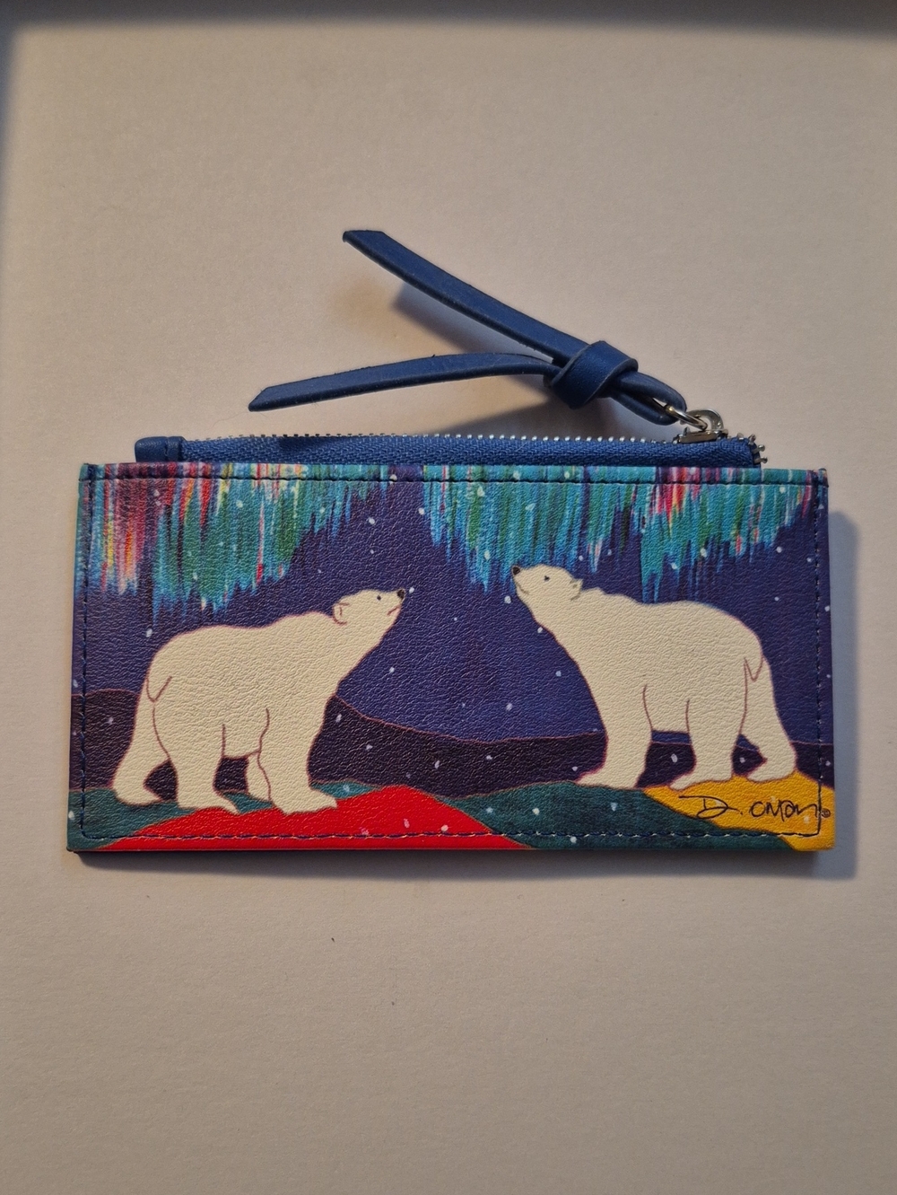 Polar Bear Zip Card Wallet - Blue